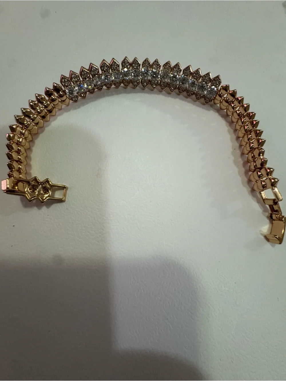 Rose Gold Crystal Tennis Necklace - Elegant Women's Jewelry